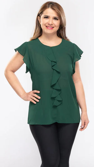 Open image in slideshow, Ruffled Cap Sleeve Top
