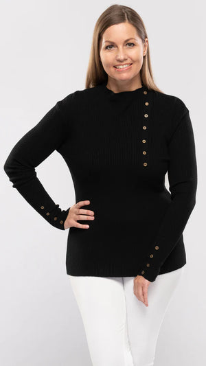 Open image in slideshow, Rib Knit Sweater With Button Detail
